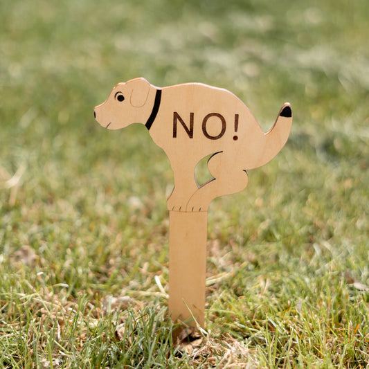 No Pooping Naughty Dog Yard Signs - Wooden Engraved
