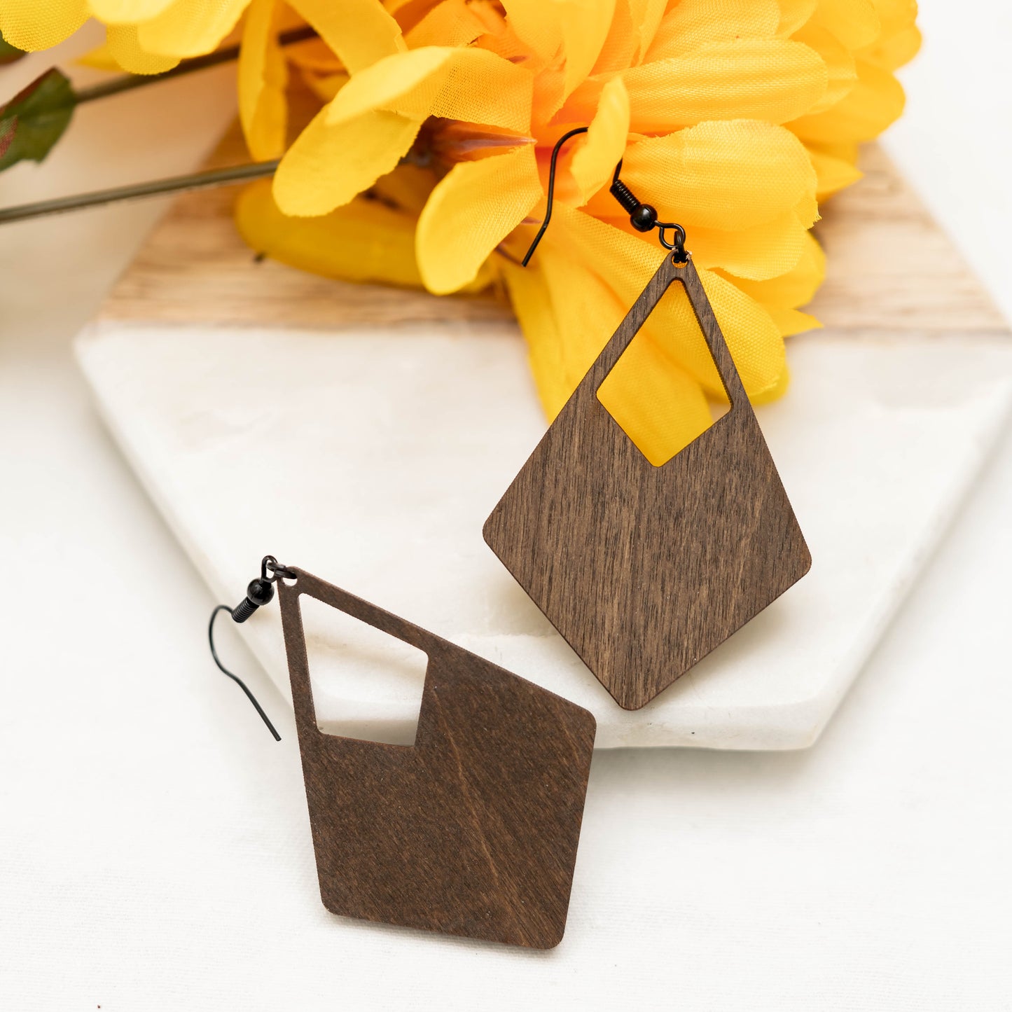 Handmade Wooden Kite Shape Earrings